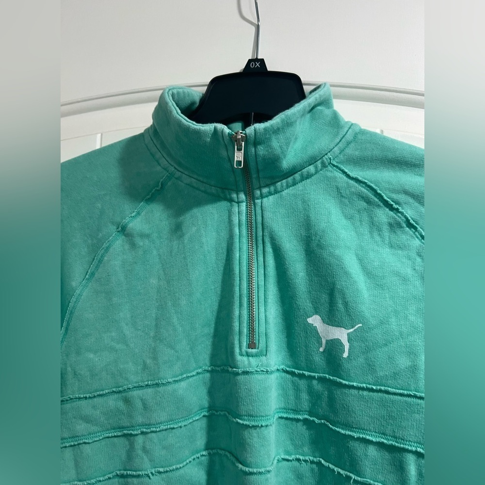 VS Victoria Secret‎ PINK mint green pullover sweater zip up L large sweatshirt - Picture 3 of 7